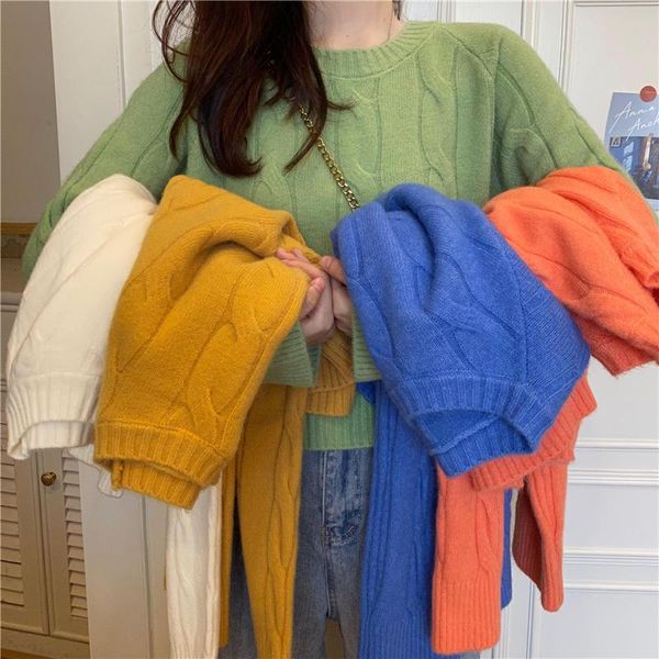 women's sweaters autumn and winter solid color pullover sweater coarse wool short knit, White;black
women's sweaters autumn and winter solid color pullover sweater coarse wool short knit, White;black