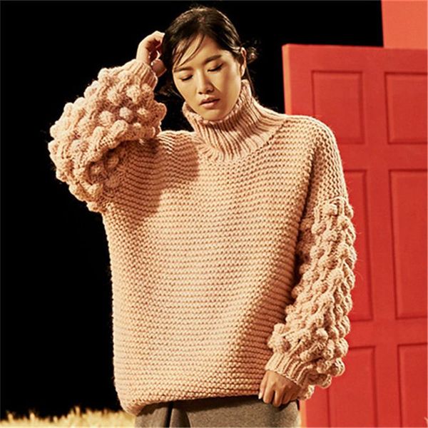women's sweaters 100% hand made wool turtleneck thick knit women streetwear h-straight lantern sleeve pullover sweater one&over size, White;black
women's sweaters 100% hand made wool turtleneck thick knit women streetwear h-straight lantern sleeve pullover sweater one&over size, White;black