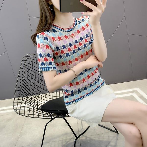 women's t-shirt women 2021 summer fashion o-neck knitted female short sleeve thin ladies loose printed pullover q27, White
women's t-shirt women 2021 summer fashion o-neck knitted female short sleeve thin ladies loose printed pullover q27, White