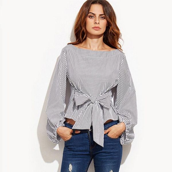 fashion women long sleeve spring blouse for stripe o neck bowknot summer shirt women's blouses & shirts, White
fashion women long sleeve spring blouse for stripe o neck bowknot summer shirt women's blouses & shirts, White