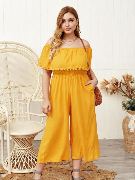 women's jumpsuits & rompers tassel pom foldover off shoulder wide leg jumpsuit, Black;white
women's jumpsuits & rompers tassel pom foldover off shoulder wide leg jumpsuit, Black;white