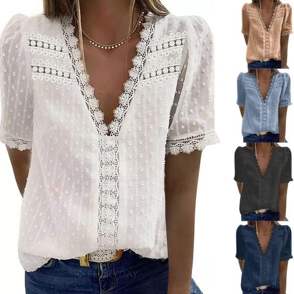 women's blouses & shirts telotuny v-neck lace shirt blouse spring summer short sleeve streetwear casual t-shirt solid pullover, White
women's blouses & shirts telotuny v-neck lace shirt blouse spring summer short sleeve streetwear casual t-shirt solid pullover, White