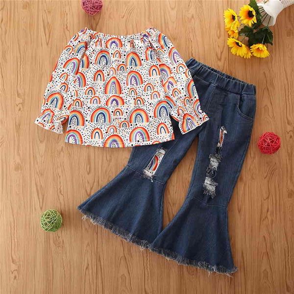 clothing sets spring teenager girls 2-pcs raiow shoulderlless shrts + holes flared jeans children clothes e8050 put6, White
clothing sets spring teenager girls 2-pcs raiow shoulderlless shrts + holes flared jeans children clothes e8050 put6, White