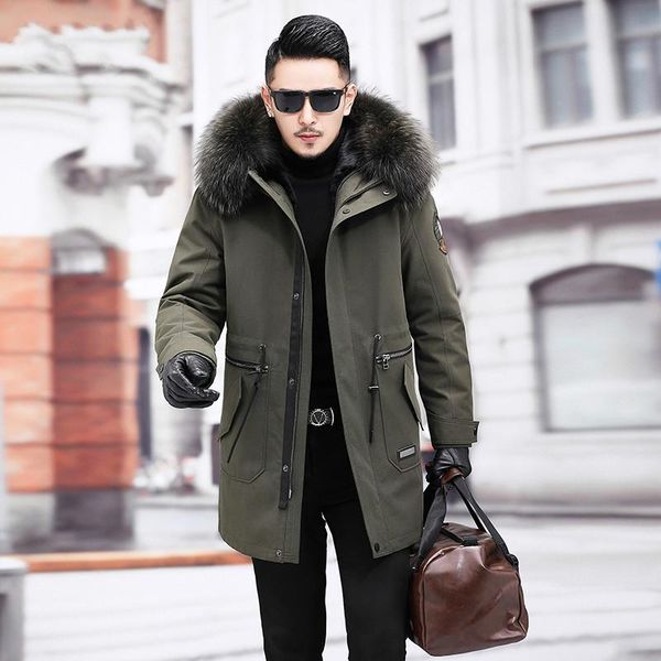men's leather & faux winter real fur coat men clothes 2021 streetwear warm mink liner long jacket raccoon hooded fashion casacos 103, Black
men's leather & faux winter real fur coat men clothes 2021 streetwear warm mink liner long jacket raccoon hooded fashion casacos 103, Black