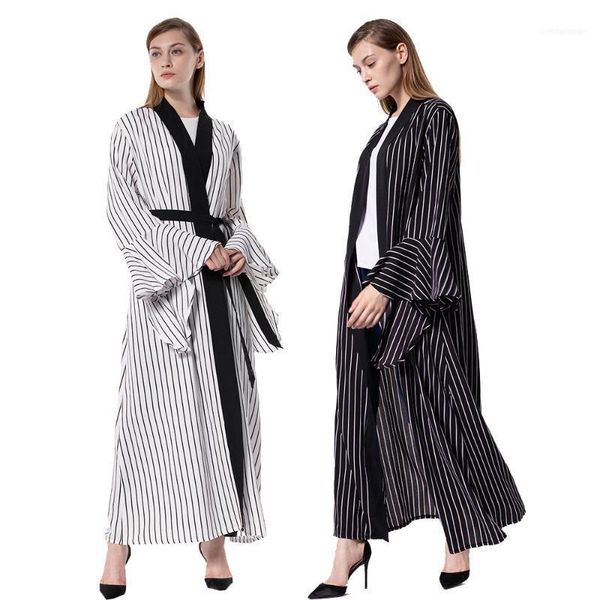 ethnic clothing muslim women abaya stripes open kimono ruffle flare sleeve islamic arab jilbab kaftan with belt ramadan middle east fashion, Red
ethnic clothing muslim women abaya stripes open kimono ruffle flare sleeve islamic arab jilbab kaftan with belt ramadan middle east fashion, Red