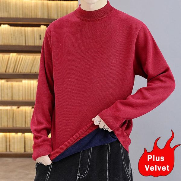 men's sweaters winter men pullover mock neck sweater thick plus velvet warm knitted solid male casual knitwear streetwear, White;black
men's sweaters winter men pullover mock neck sweater thick plus velvet warm knitted solid male casual knitwear streetwear, White;black