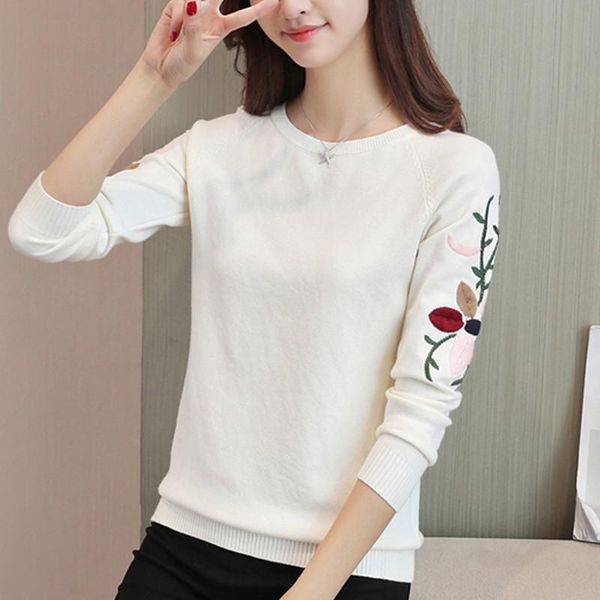 women's sweaters women fashion 2021 round neck sweater woman long sleeve warm embroidered knitted pullover yf222, White;black
women's sweaters women fashion 2021 round neck sweater woman long sleeve warm embroidered knitted pullover yf222, White;black