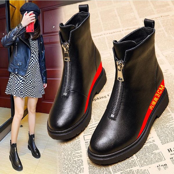 boots inner height women 2021 winter fashion korean black plus velvet front zipper short
boots inner height women 2021 winter fashion korean black plus velvet front zipper short