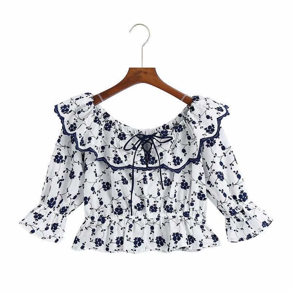 women's knits & tees women embroidered ruffle cropped blouse short puff sleeve vintage summer embroidery shirt woman drawstring e, White
women's knits & tees women embroidered ruffle cropped blouse short puff sleeve vintage summer embroidery shirt woman drawstring e, White