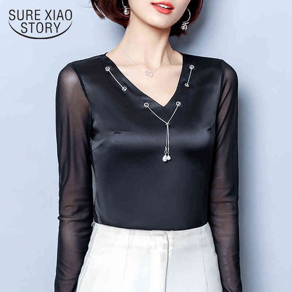 mesh bottom blouse women long sleeve fashion solid black spring silk blouses pendant shirts v-neck blusas 8075 50 210417, White
mesh bottom blouse women long sleeve fashion solid black spring silk blouses pendant shirts v-neck blusas 8075 50 210417, White