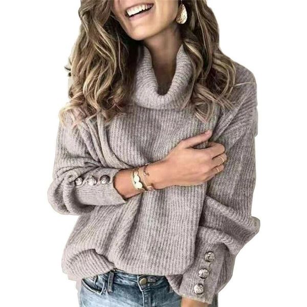 women's sweaters winter women sweater fashion turtleneck button lantern long sleeve pullover solid color woman, White;black
women's sweaters winter women sweater fashion turtleneck button lantern long sleeve pullover solid color woman, White;black
