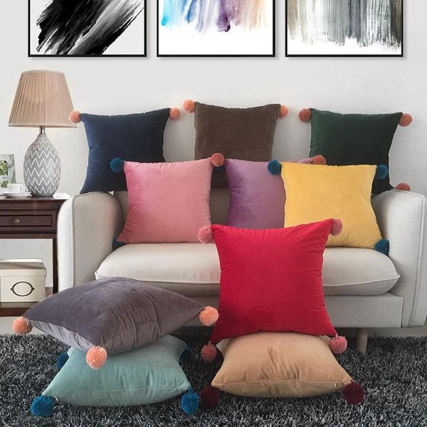 velvet pillow case with balls solid color soft sofa cushion cover 45x45cm 55x55cm seat car home decoration
velvet pillow case with balls solid color soft sofa cushion cover 45x45cm 55x55cm seat car home decoration