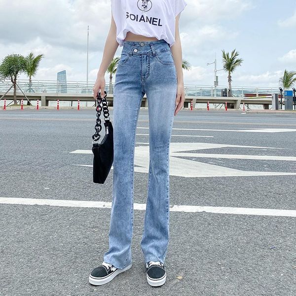 women's jeans thin stretch slim high waist slimming 2021 summer light color flared long pants trend, Blue
women's jeans thin stretch slim high waist slimming 2021 summer light color flared long pants trend, Blue