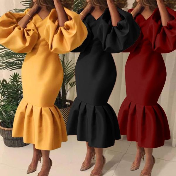casual dresses 2021 autumn african women's temperament slim large size elegant long skirt evening dress, Black;gray
casual dresses 2021 autumn african women's temperament slim large size elegant long skirt evening dress, Black;gray