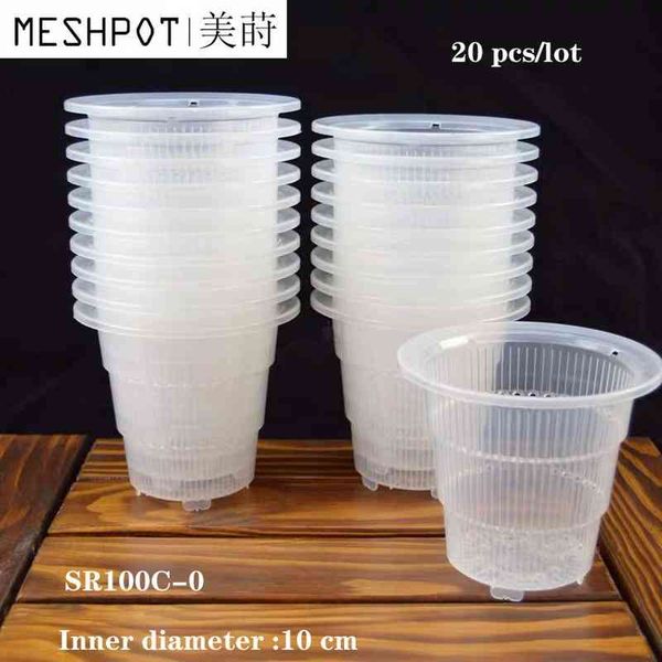 20 pcs /lot meshpot 10cm clear plastic orchid cactus pots succulent planter with holes air pruning function root growth slots 210401
20 pcs /lot meshpot 10cm clear plastic orchid cactus pots succulent planter with holes air pruning function root growth slots 210401