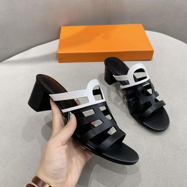 genuine leather women slippers chuky high heels cuts out mules summer party shoes femmes, Black
genuine leather women slippers chuky high heels cuts out mules summer party shoes femmes, Black