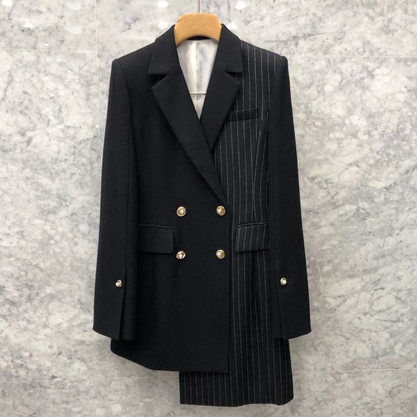women's suits & blazers blazers spring autumn women korean striped patchwork irregular long female casual double breasted blazer coats, White;black
women's suits & blazers blazers spring autumn women korean striped patchwork irregular long female casual double breasted blazer coats, White;black