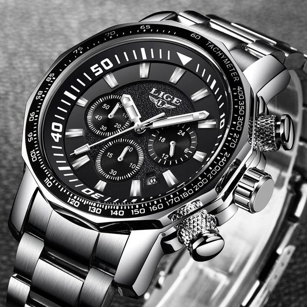 wristwatches lige brand 2021 luxury men fashion quartz watch men's casual stainless steel waterproof sport watches relogio masculino, Slivery;brown 
wristwatches lige brand 2021 luxury men fashion quartz watch men's casual stainless steel waterproof sport watches relogio masculino, Slivery;brown