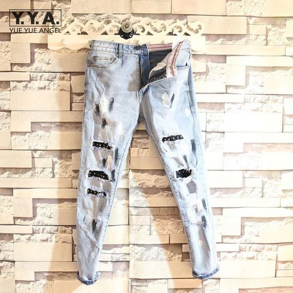 autumn mens fashion slim fit hole ripped jeans straight pencil pants 2021 high street personality rivets distressed denim men's, Blue
autumn mens fashion slim fit hole ripped jeans straight pencil pants 2021 high street personality rivets distressed denim men's, Blue