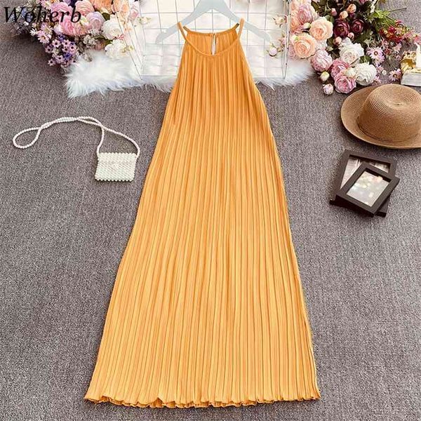 summer maxi dresses women chic sleeveless sling dress solid color chiffon robe vintage slim waist pleated vestidos 210519, Black;gray
summer maxi dresses women chic sleeveless sling dress solid color chiffon robe vintage slim waist pleated vestidos 210519, Black;gray