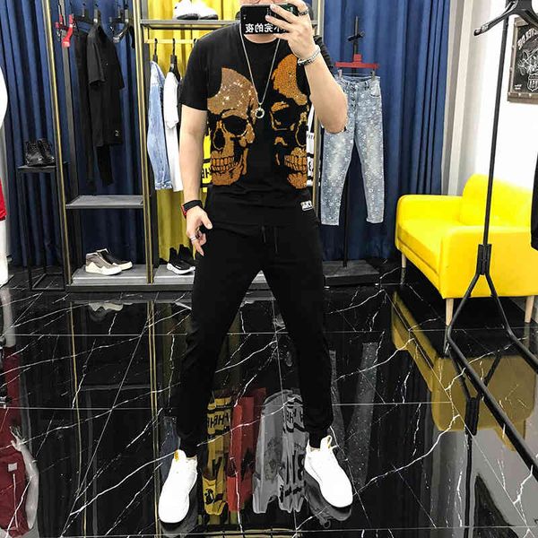 men's tracksuits comfort diamond fabric skull clothing luxury o-neck shirt + pants plus male size short sleeve defines summer je3t, Gray
men's tracksuits comfort diamond fabric skull clothing luxury o-neck shirt + pants plus male size short sleeve defines summer je3t, Gray