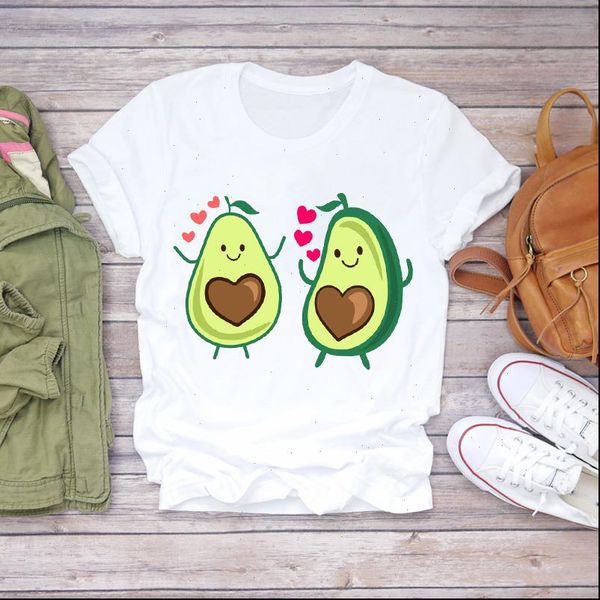 cartoon avocado lover couple women t shirt fashion short sleeve print graphic tee, White
cartoon avocado lover couple women t shirt fashion short sleeve print graphic tee, White