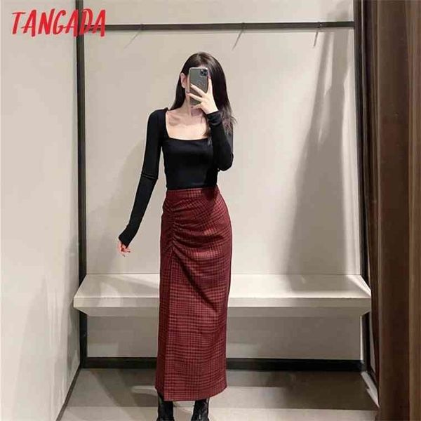 tangada women red plaid midi skirt faldas mujer vintage zipper office ladies elegant chic mid calf skirts qn12, Black;gray
tangada women red plaid midi skirt faldas mujer vintage zipper office ladies elegant chic mid calf skirts qn12, Black;gray