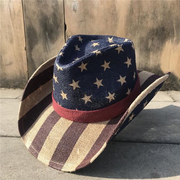 cloches 2021 women men summer linen hollow western cowboy hat dad boater sombrero hombre jazz with national flag, Blue;gray
cloches 2021 women men summer linen hollow western cowboy hat dad boater sombrero hombre jazz with national flag, Blue;gray