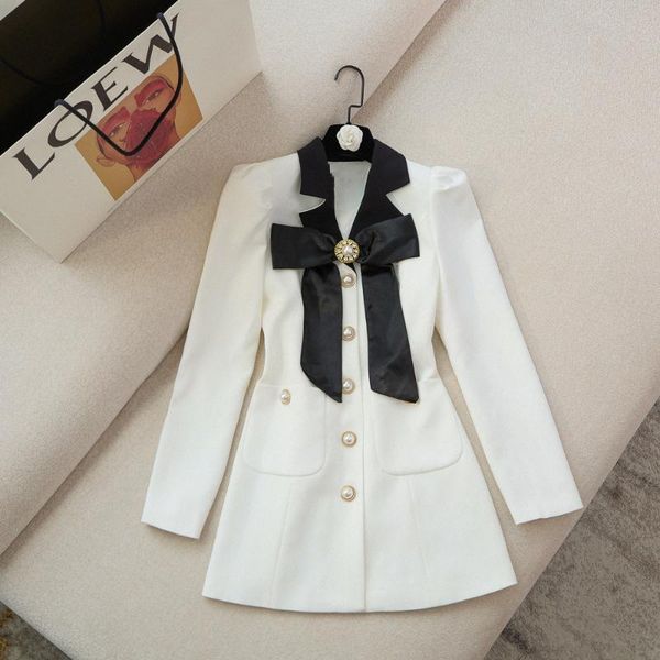 casual dresses women spring autumn elegant ladies temperament lapel satin bow beaded long-sleeved dress, Black;gray
casual dresses women spring autumn elegant ladies temperament lapel satin bow beaded long-sleeved dress, Black;gray