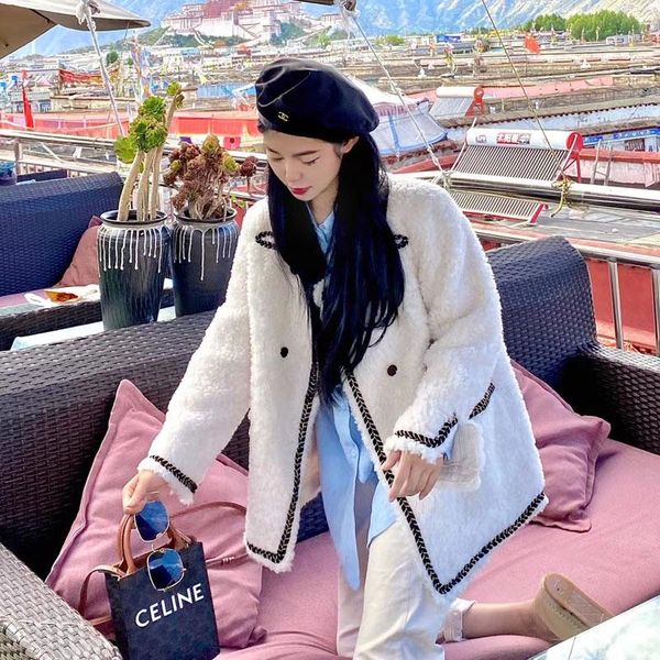 women's fur & faux fashion women coat winter 2021 regular length clothes o-neck collar 100% real sheep wool jacket small fragrance styl, Black
women's fur & faux fashion women coat winter 2021 regular length clothes o-neck collar 100% real sheep wool jacket small fragrance styl, Black