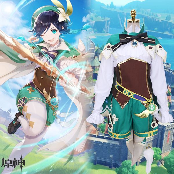 genshin impact venti cosplay costume anime game dress with wig hat set girls/women halloween party carnival cos clothing outfit, Black
genshin impact venti cosplay costume anime game dress with wig hat set girls/women halloween party carnival cos clothing outfit, Black