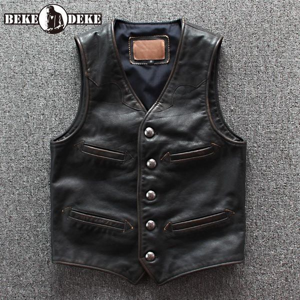 men's vests plus size 6xl cow leather vest mens buttons single breasted genuine sleeveless jacket man moto biker waistcoat, Black;white
men's vests plus size 6xl cow leather vest mens buttons single breasted genuine sleeveless jacket man moto biker waistcoat, Black;white
