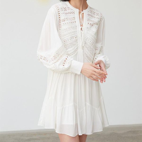 casual dresses lace hollow out mini dress women white black lace-up elegant long sleeve robe spring summer 2021, Black;gray
casual dresses lace hollow out mini dress women white black lace-up elegant long sleeve robe spring summer 2021, Black;gray