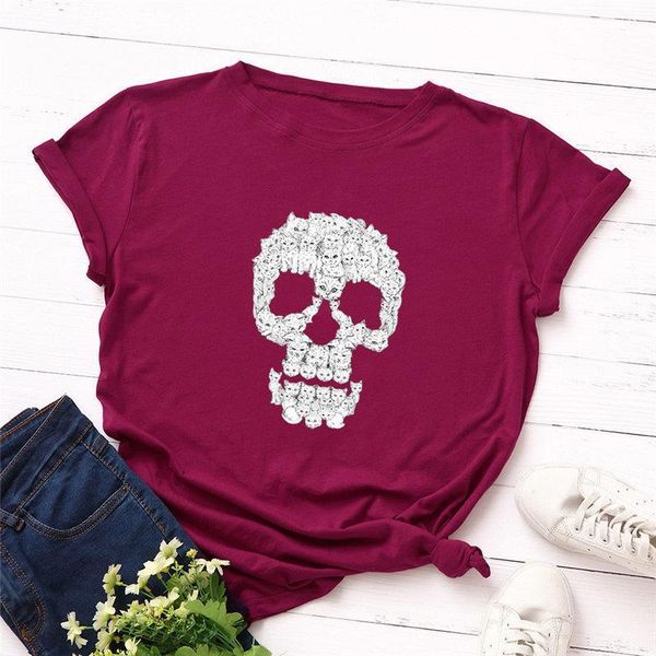 fashion cotton short sleeve women plus size halloween skull harajuku kpop tee femme, White
fashion cotton short sleeve women plus size halloween skull harajuku kpop tee femme, White