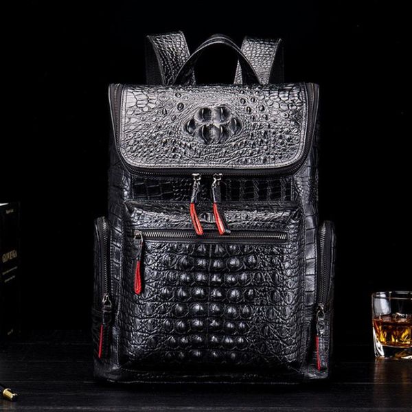 backpack genuine layer cow leather crocodile pattern black color double shoulder belt school large capacity travel bag
backpack genuine layer cow leather crocodile pattern black color double shoulder belt school large capacity travel bag