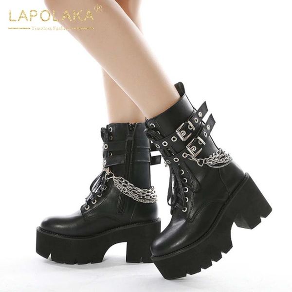 boots lapolaka 2021 fashion motorcycle woman shoes gothic punk style platform zip luxury booties ladies, Black
boots lapolaka 2021 fashion motorcycle woman shoes gothic punk style platform zip luxury booties ladies, Black