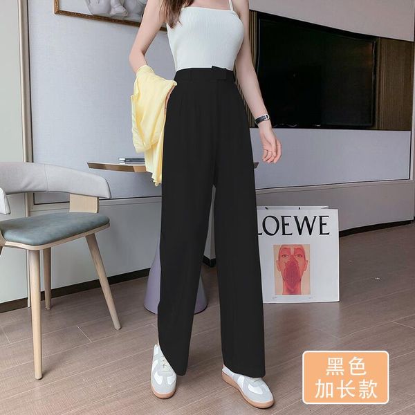 female thin suit pants 2021 streetwear ladies black baggy casual straight wide leg trousers high waist women's & capris, Black;white
female thin suit pants 2021 streetwear ladies black baggy casual straight wide leg trousers high waist women's & capris, Black;white