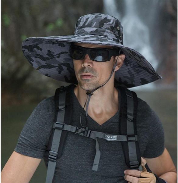 cloches 2021 men camouflage bucket fishing hat big wide brim breathable mesh outdoor hunting safari fisherman sun visor panama hats cap, Blue;gray
cloches 2021 men camouflage bucket fishing hat big wide brim breathable mesh outdoor hunting safari fisherman sun visor panama hats cap, Blue;gray
