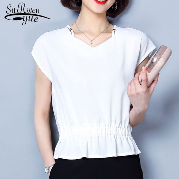 summer short sleeve v-neck solid chiffon blouse women fashion large size elegant waist hugging slim lady's 9042 50 210427, White
summer short sleeve v-neck solid chiffon blouse women fashion large size elegant waist hugging slim lady's 9042 50 210427, White