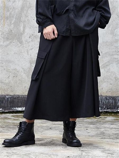 men's pants men wide leg pant skirt autumn winter cold wind department fashion trend large pocket decoration size, Black
men's pants men wide leg pant skirt autumn winter cold wind department fashion trend large pocket decoration size, Black