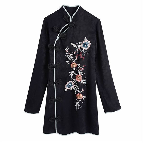 evfer women spring vintage chinese style flower embroidery za black mini dresses chic lady elegant button jacquard dress 210421, Black;gray
evfer women spring vintage chinese style flower embroidery za black mini dresses chic lady elegant button jacquard dress 210421, Black;gray