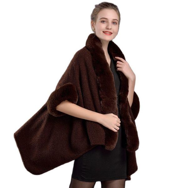 women's fur & faux 1801 fashion autumn and winter lamb cape women imitation thick shawl, Black
women's fur & faux 1801 fashion autumn and winter lamb cape women imitation thick shawl, Black