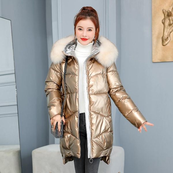 women's down & parkas winter solid for woman casual thick ladies jackets hooded fur loose female puffer coats shiny padded cotton women, Black
women's down & parkas winter solid for woman casual thick ladies jackets hooded fur loose female puffer coats shiny padded cotton women, Black