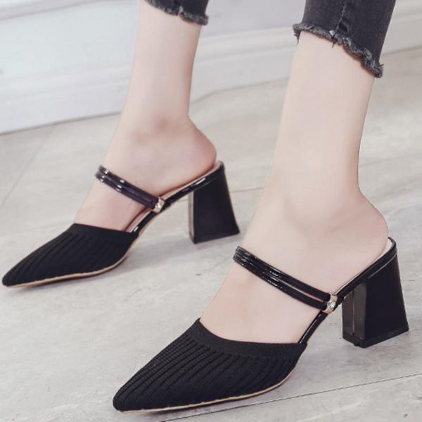 slippers women summer high heels mules ladies pointed toe strange style crystal outside shoes flock woman fashion footwear, Black
slippers women summer high heels mules ladies pointed toe strange style crystal outside shoes flock woman fashion footwear, Black