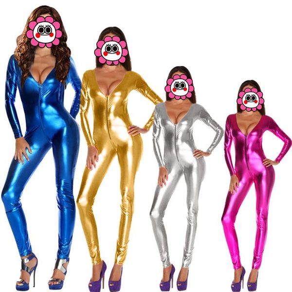 women's jumpsuits & rompers v-neck faux leather bodysuit jumpsuit sleeves erotic latex women club pole dance costume gold catsuits perf, Black;white
women's jumpsuits & rompers v-neck faux leather bodysuit jumpsuit sleeves erotic latex women club pole dance costume gold catsuits perf, Black;white