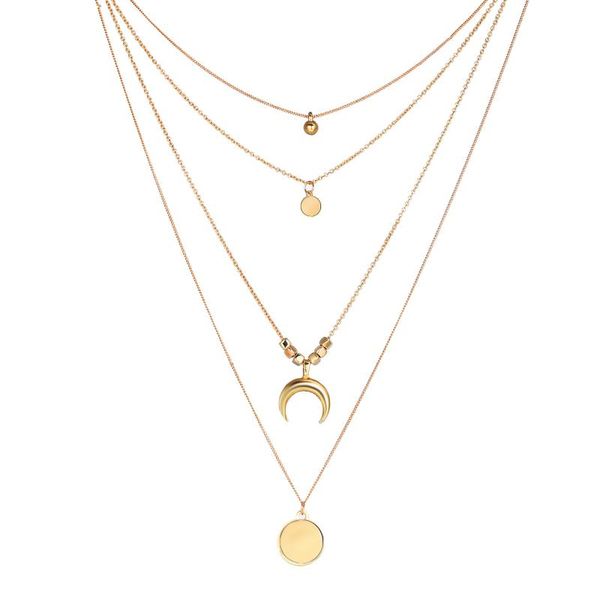 chains fashion moon pendant necklace charm multi-layer round piece women's long jewelry, Silver
chains fashion moon pendant necklace charm multi-layer round piece women's long jewelry, Silver