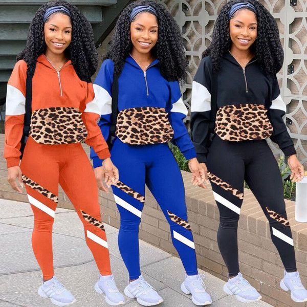 women's tracksuits 2021 casual fashion all-match leopard pattern stitching sports style two-piece suit, Gray
women's tracksuits 2021 casual fashion all-match leopard pattern stitching sports style two-piece suit, Gray