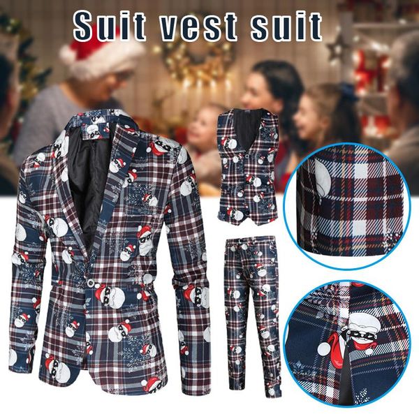 men's suits & blazers men christmas print 3-piece clothes blazer vest and pants causal slim buttons suit festival supply j55, White;black
men's suits & blazers men christmas print 3-piece clothes blazer vest and pants causal slim buttons suit festival supply j55, White;black