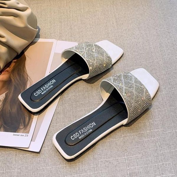 women slippers fashion bling crystal outdoor casual sandal square toe slip on summer beach slides flip flops shoes, Black
women slippers fashion bling crystal outdoor casual sandal square toe slip on summer beach slides flip flops shoes, Black