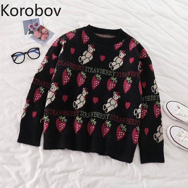 women's sweaters korobov korean chic o neck long sleeve women vintage preppy style sweet pullovers strawberry embroidery female, White;black
women's sweaters korobov korean chic o neck long sleeve women vintage preppy style sweet pullovers strawberry embroidery female, White;black